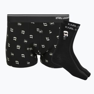 Set de box + șosete bărbați KARL LAGERFELD Ikon Trunk aop karl dot black