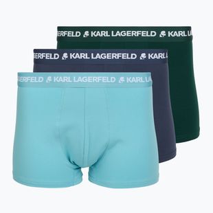 Boxeri pentru bărbați KARL LAGERFELD Logo Trunk Multiband 3 perechi dark sea/indigo/blue