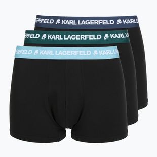 Boxeri pentru bărbați KARL LAGERFELD Logo Trunk Colorband 3 perechi dark sea/indigo/blue