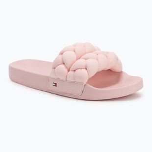 Papuci pentru femei Tommy Jeans Braided Slide delicate pink