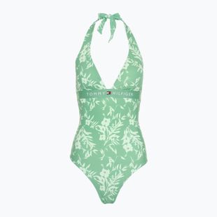 Costum de baie dintr-o bucată pentru femei Tommy Hilfiger Halter One Piece Rp Print floral tropic aop fort green