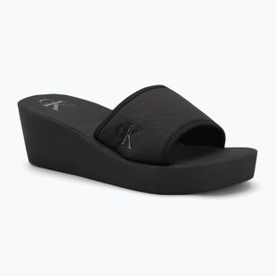 Papuci pentru femei Calvin Klein YW0YW01725 Beach Wedge Slide Canvas triple black
