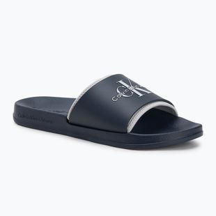 Papuci pentru bărbați Calvin Klein YM0YM00361 Slide Rubber Neoprene Monologo navy/oyster mushroom