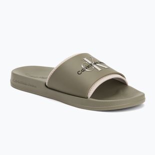 Papuci pentru bărbați Calvin Klein YM0YM00361 Slide Rubber Neoprene Monologo mermaid/eggshell