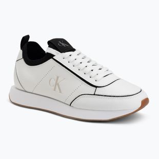 Încălțăminte pentru femei Calvin Klein HW0HW02994 Retro Runner Sock Patch Leather bright white/black