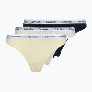 Tanga pentru femei Calvin Klein LV00QD5209 Thong 3 pairs shoreline/snow heather/pear sorbe