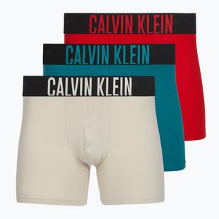 Boxeri Calvin Klein 000NB3609A Boxer Brief 3 perechi oatmeal/aged redwood/bright turquoise