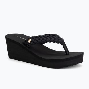 Șlapi pentru femei Tommy Hilfiger Wedge Braided Summer Sandal black