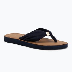Șlapi pentru femei Tommy Hilfiger Footbed Summer Sandal Leather space blue