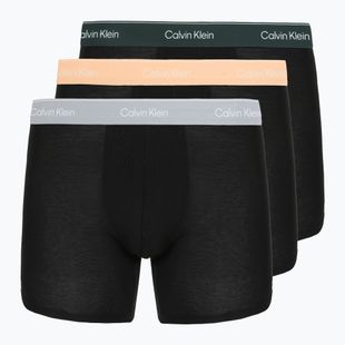 Boxeri Calvin Klein LV00NB4394 Brief 3 perechi black with/darkest spruce wb/black w