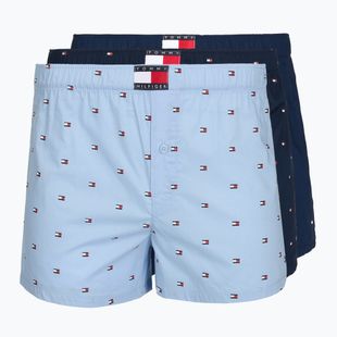 Boxeri pentru bărbați Tommy Hilfiger Woven Boxer Print 3 pack chambray flag/carb navy/c navy flag