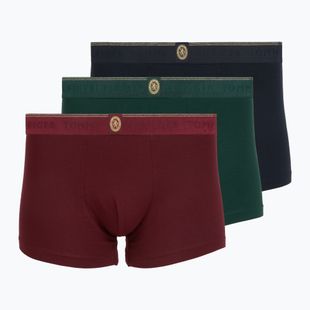 Boxeri pentru bărbați Tommy Hilfiger Trunk 3 pack navy blue/nocturnal green/burgundy