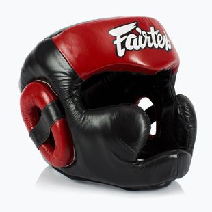 Cască de box Fairtex Diagonal Vision Sparring Headguard - Full Head Coverage black/red