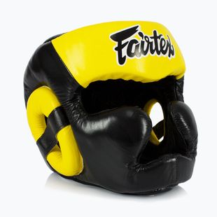 Cască de box Fairtex Diagonal Vision Sparring Headguard - Full Head Coverage black/yellow