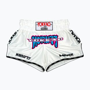 Pantaloni scurți de antrenament pentru bărbați YOKKAO East Club Fight white