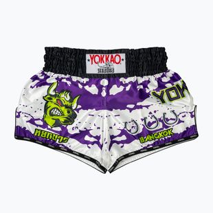 Pantaloni scurți de antrenament pentru bărbați YOKKAO Angry Bull Muay Thai white