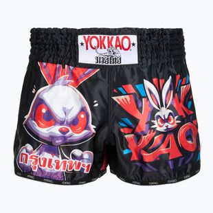 Pantaloni scurți de antrenament pentru bărbați YOKKAO Angry Rabbit Muay Thai black
