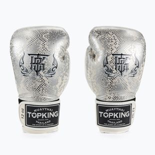 Top King Muay Thai Muay Thai Muay Thai Super Star Snake alb mănuși de box TKBGSS-02A-WH-SV-10
