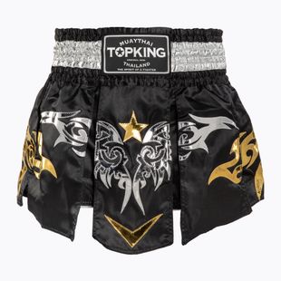 Pantaloni scurți de antrenament Top King Thai Boxing black/white/gold