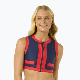 Partea de sus a costumului de baie Rip Curl Coco Short Sleeve Vest red/dark blue