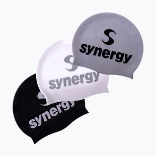 Cască înot Synergy Silicone Swim Cap 3 pcs. black/silver/white