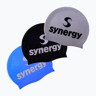 Cască înot Synergy Silicone Swim Cap 3-Pack black/blue/silver