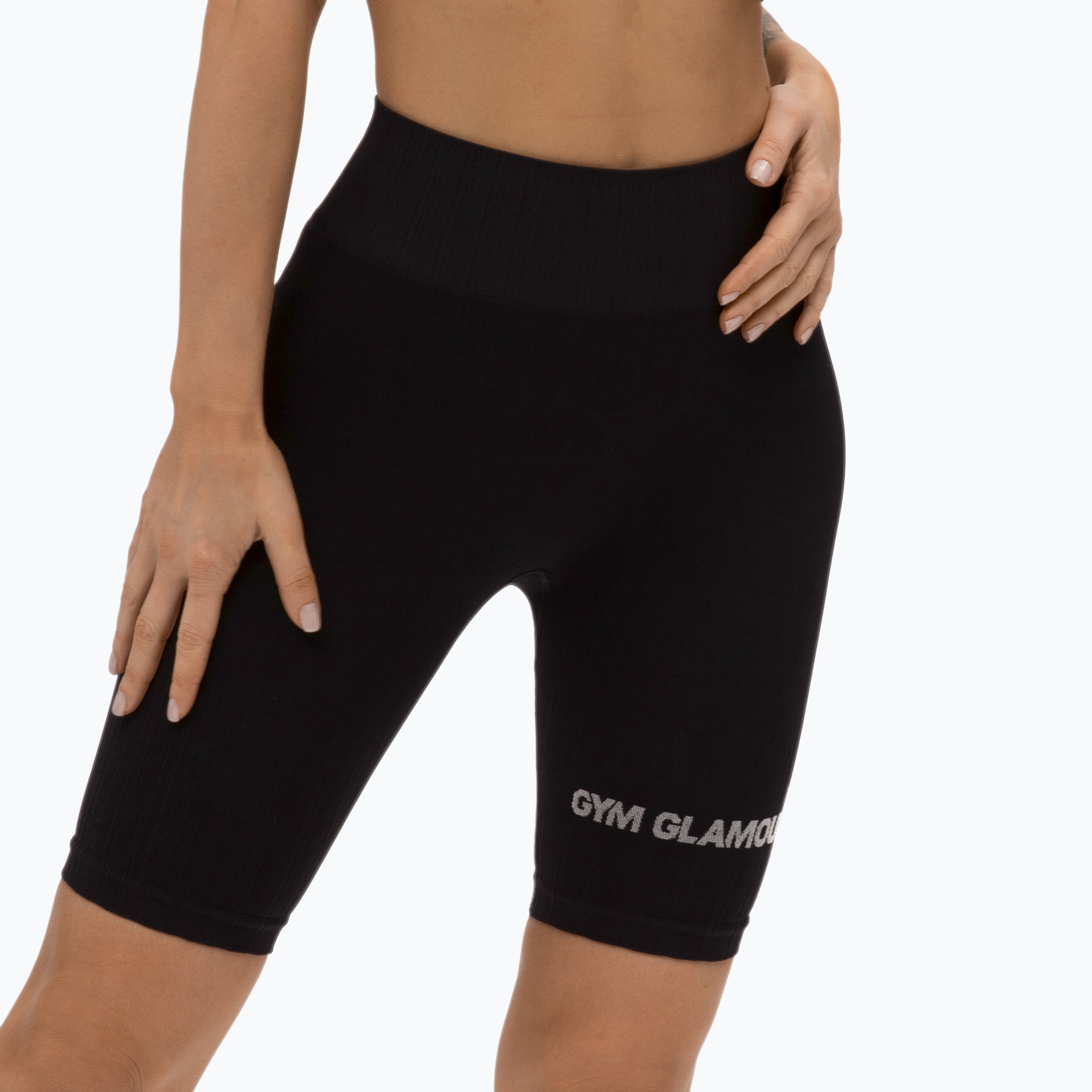 Colanți scurți de antrenament pentru femei Gym Glamour Push Up Deep Black 315 (Push Up 315)