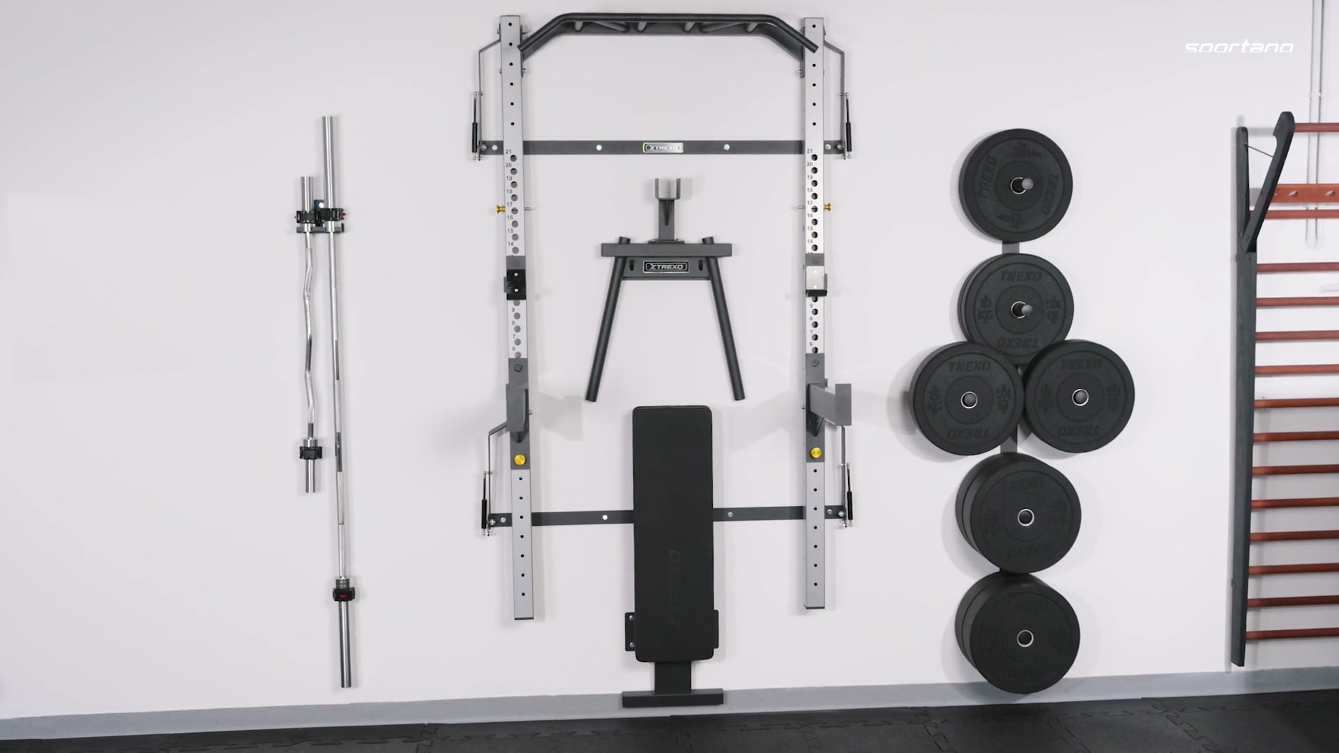 Aparat de perete TREXO Mercury cu bancă și suport de discuri negru