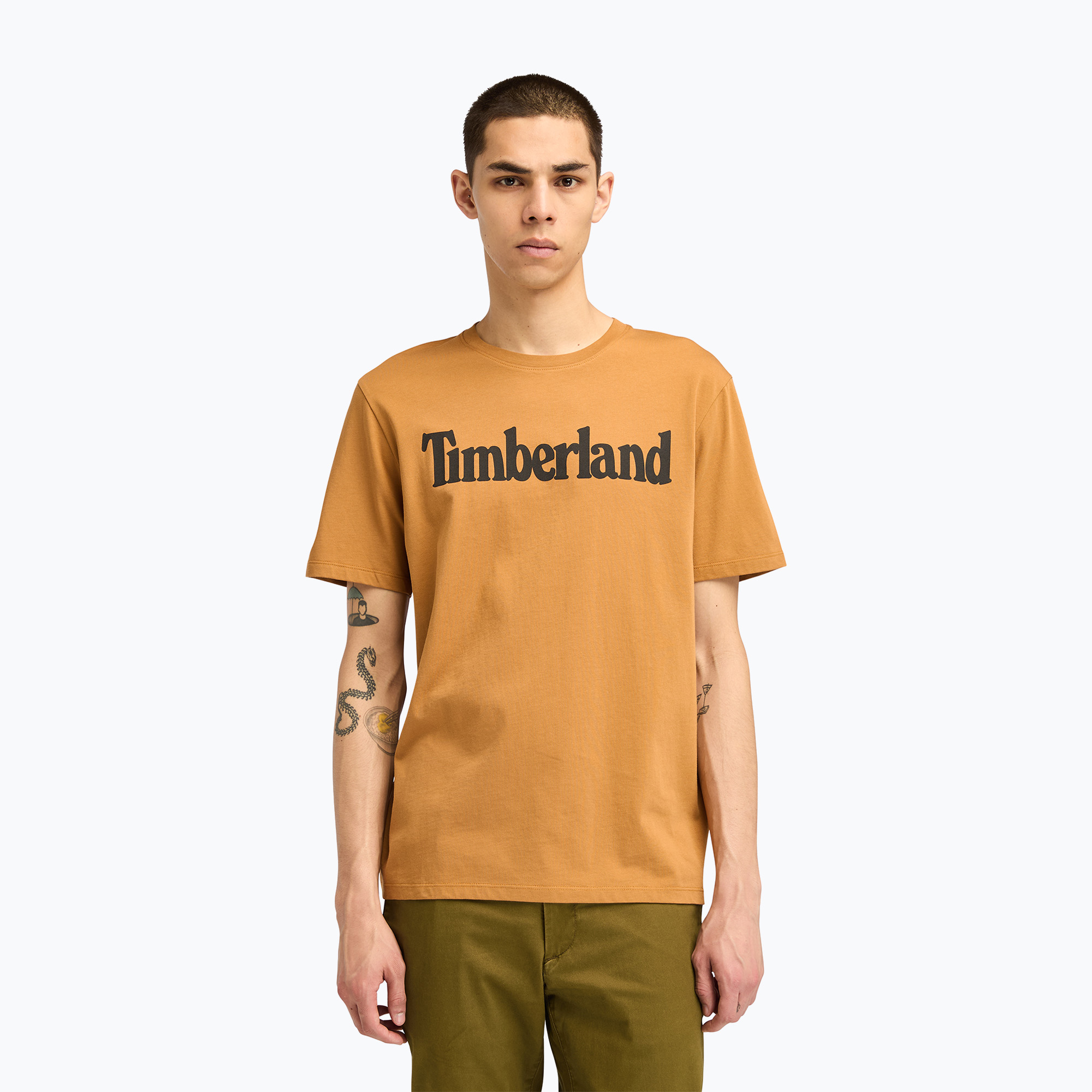 Tricou pentru bărbați Timberland Tfo Wordmark Logo wheat boot (Tfo Wordmark Logo TB0A2BRNP471)