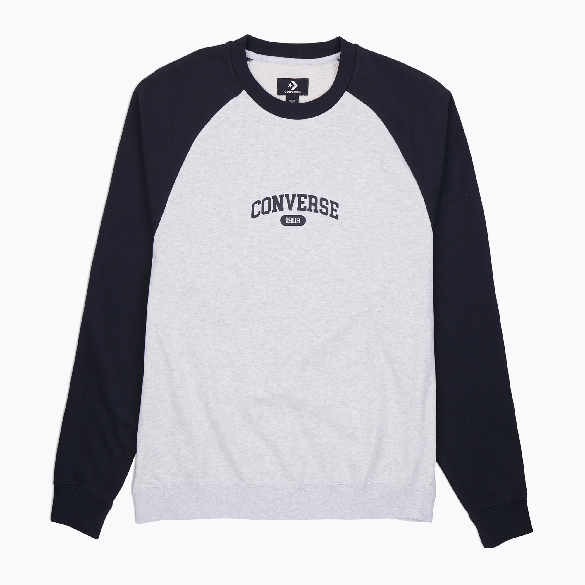 Hanorac pentru bărbați Converse Retro Chuck Raglan Crew 10027641-A03 light retro grey heather/bla (Retro Chuck Raglan Crew 10027641)