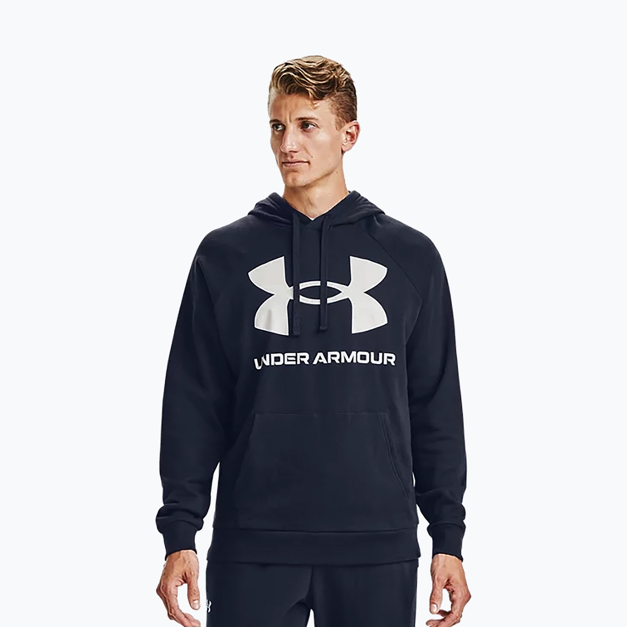 Hanorac cu glugă pentru bărbați Under Armour Rival Fleece Big Logo Hd albastru marin 1357093 (Rival Fleece Big Logo HD 1357093)