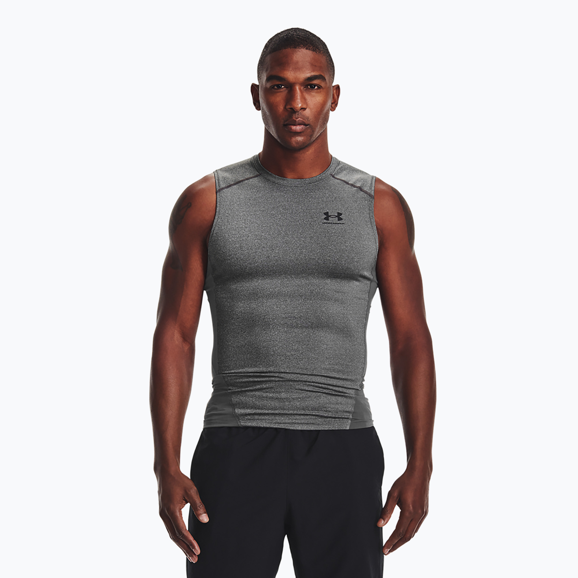 Tank top de antrenament pentru bărbați Under Armour Heat Gear Armour Comp Tank carbon heather/black (Heat Gear Armour Comp Tank 1361522-090)