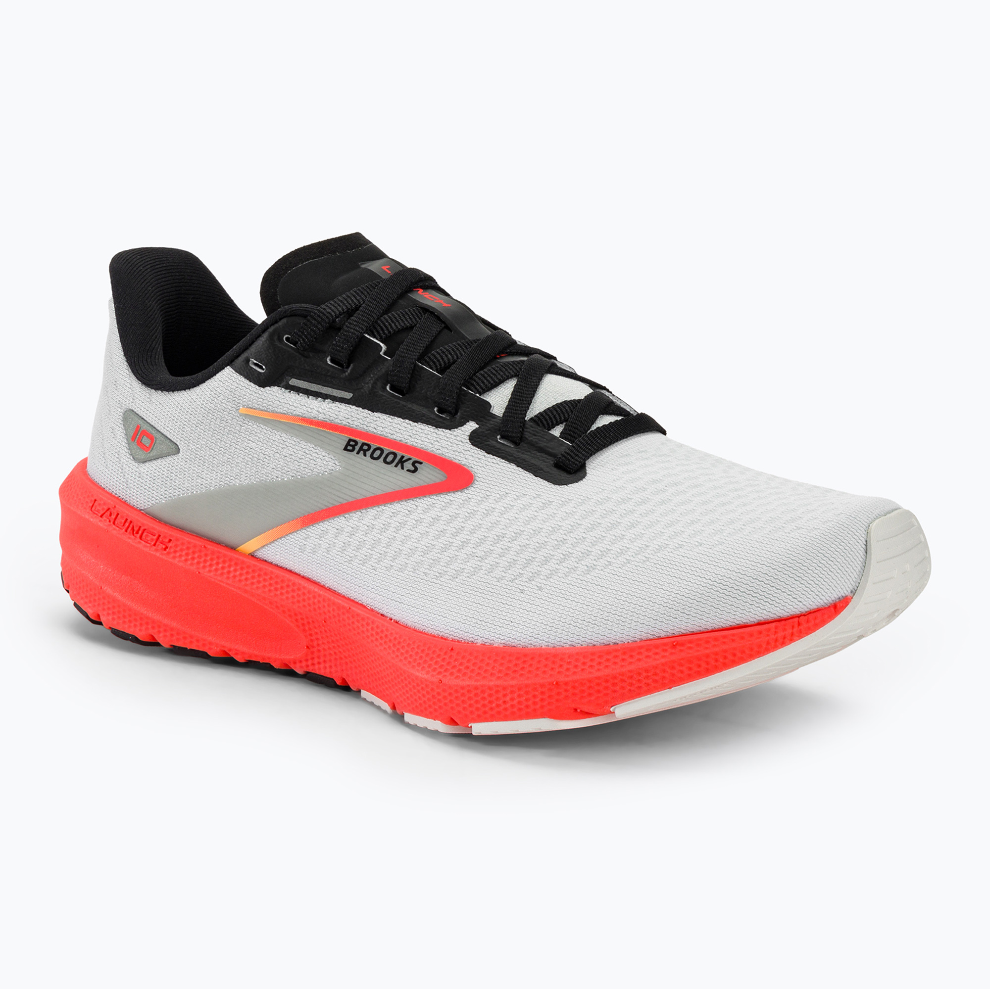 Brooks Launch 10 bărbați pantofi de alergare alb / negru / coral aprins coral