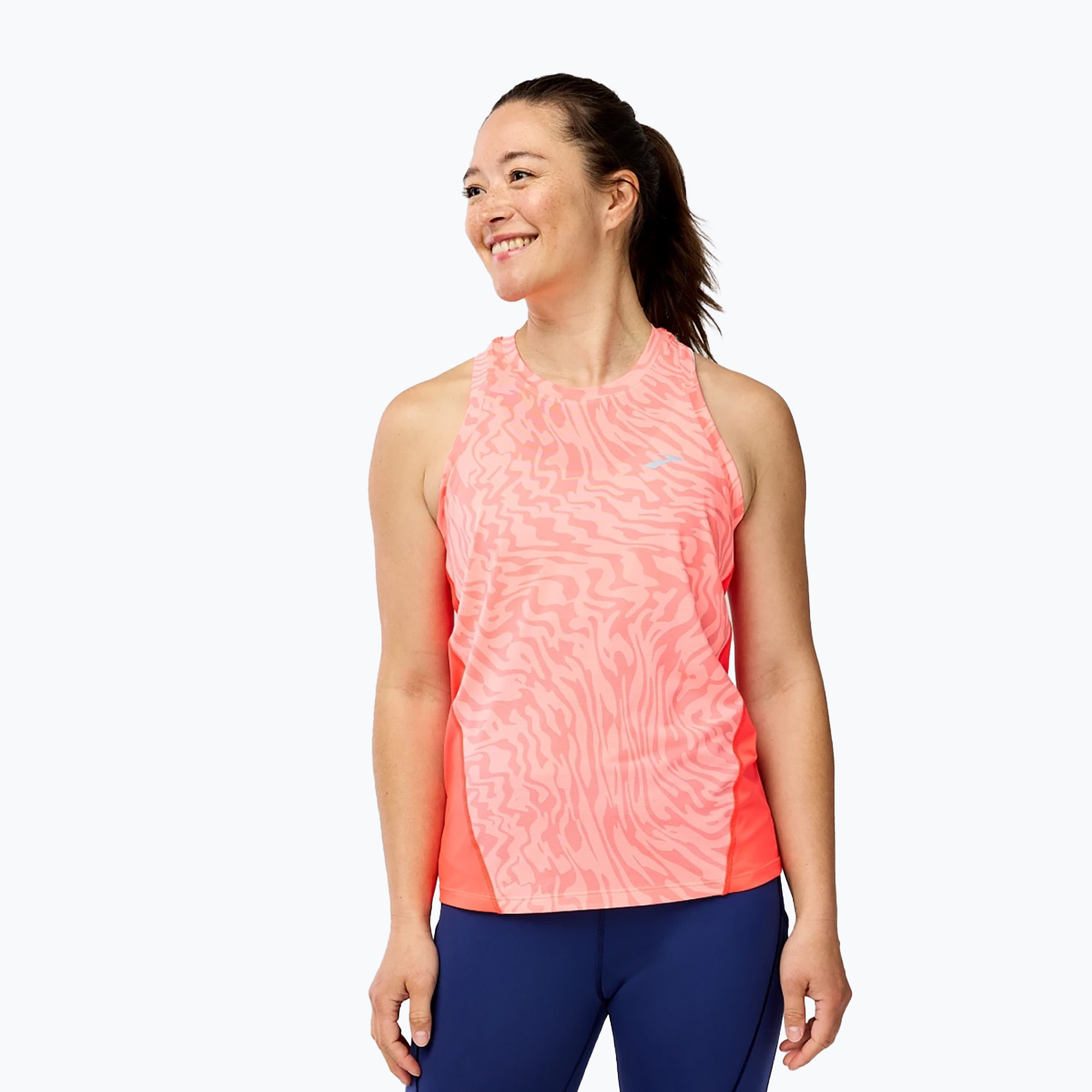 Tank top de alergare pentru femei Brooks Sprint Free Tank 3.0 neo cayenne speedscape (Sprint Free Tank 3.0 221713622)