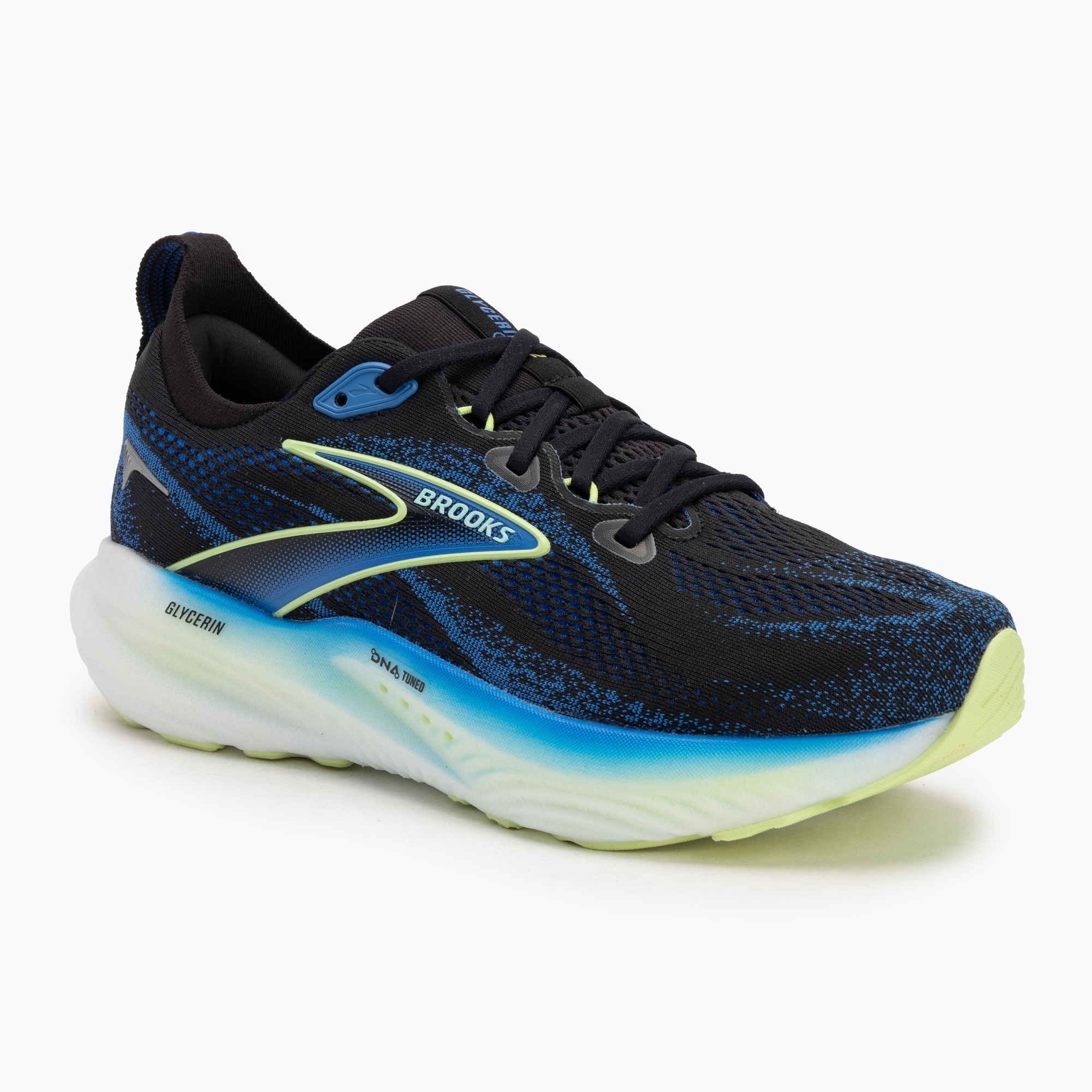 Încălțăminte  de alergare pentru bărbați Brooks Glycerin 22 wide fit black/cobalt/neo yellow (Glycerin 22 1104452E002)