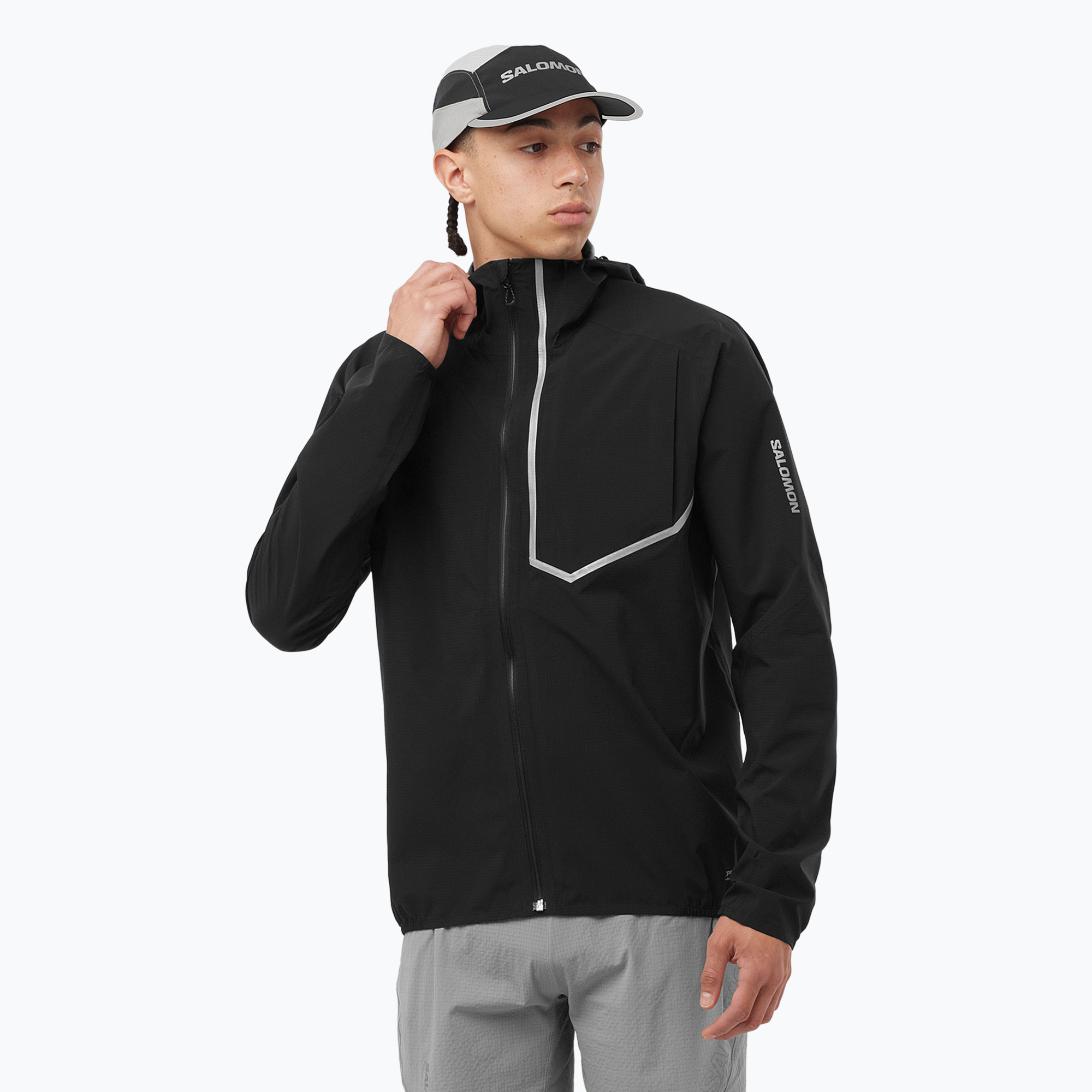 Geacă de alergare pentru bărbați Salomon Bonatti Trail deep black (Bonatti Trail LC2175000)