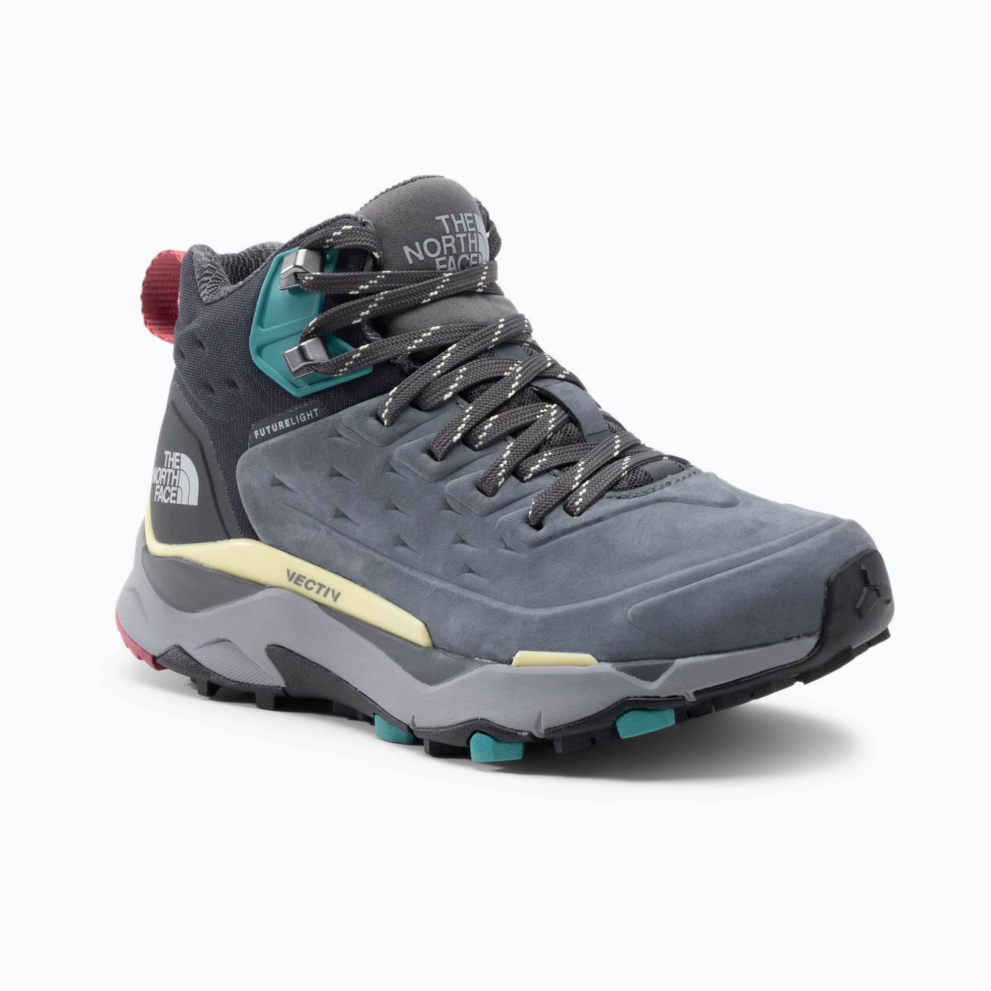 Cizme de trekking pentru femei The North Face Vectiv Vectiv Exploris Mid Futurelight LTHR gri NF0A5G3AZ0A1 (Vectiv Exploris Mid Futurelight LTHR NF0A5G3AZ0A1)