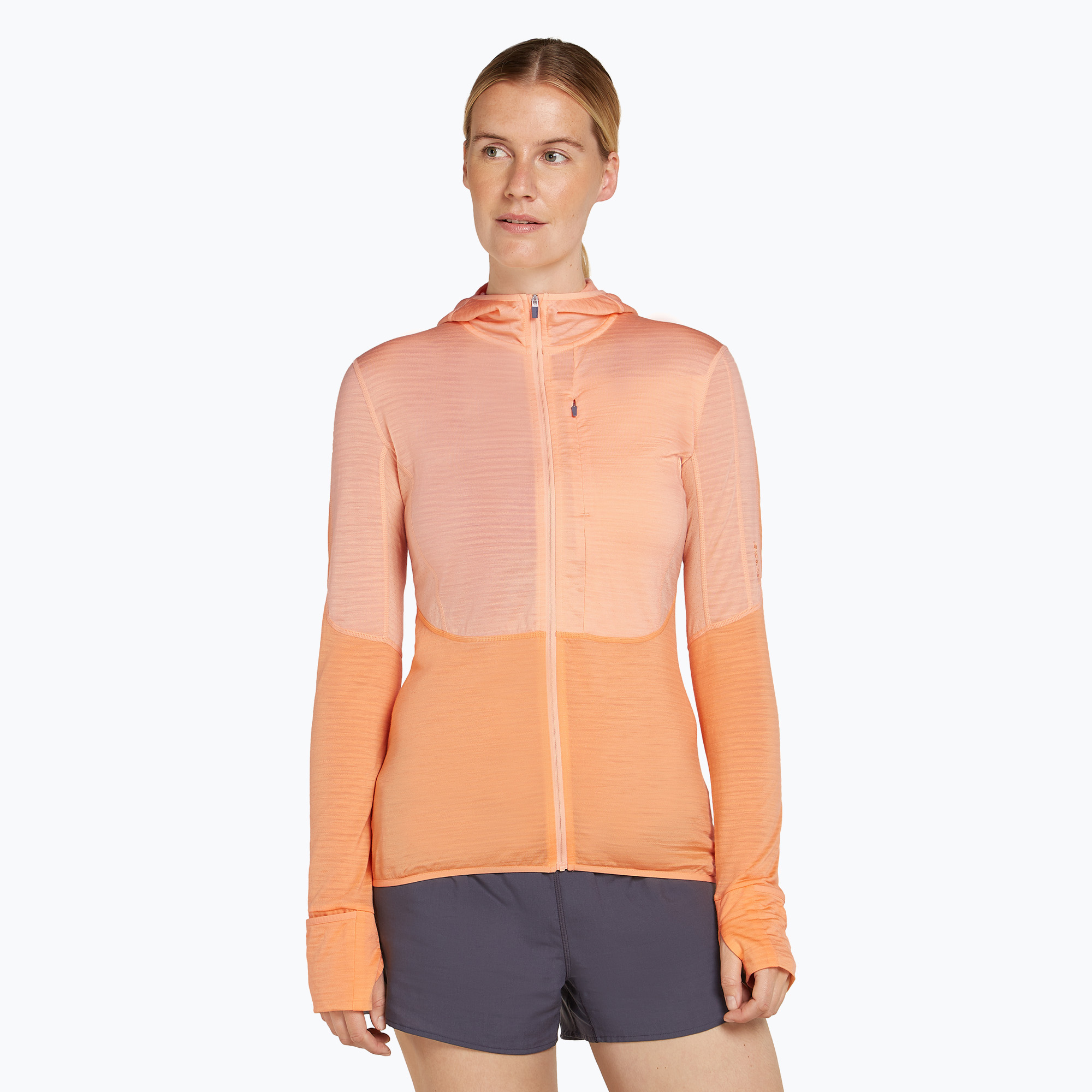 Bluza trekkingowa damska icebreaker Merino 200 Realfleece Descender Zip Hoodie sunstone/feldspar (Merino 200 Realfleece Descender Zip Hoodie IBBA56YN02U1)