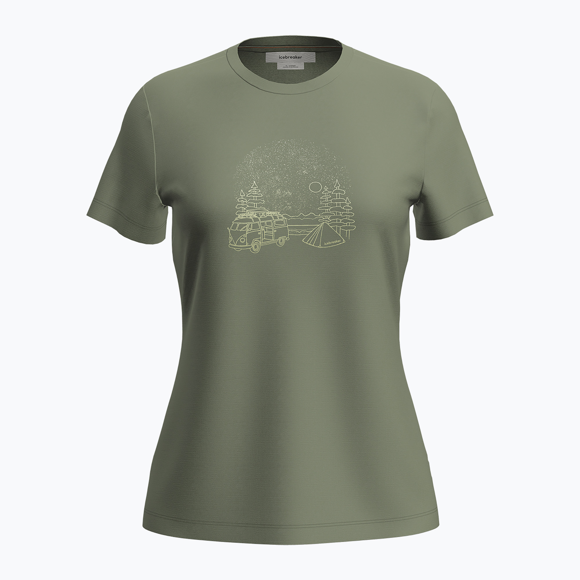 Tricou de trekking pentru femei icebreaker Merino 150 Tech Lite SS Tee Van Camp lichen (Merino 150 Tech Lite SS Tee Van Camp IB0A575VA741)