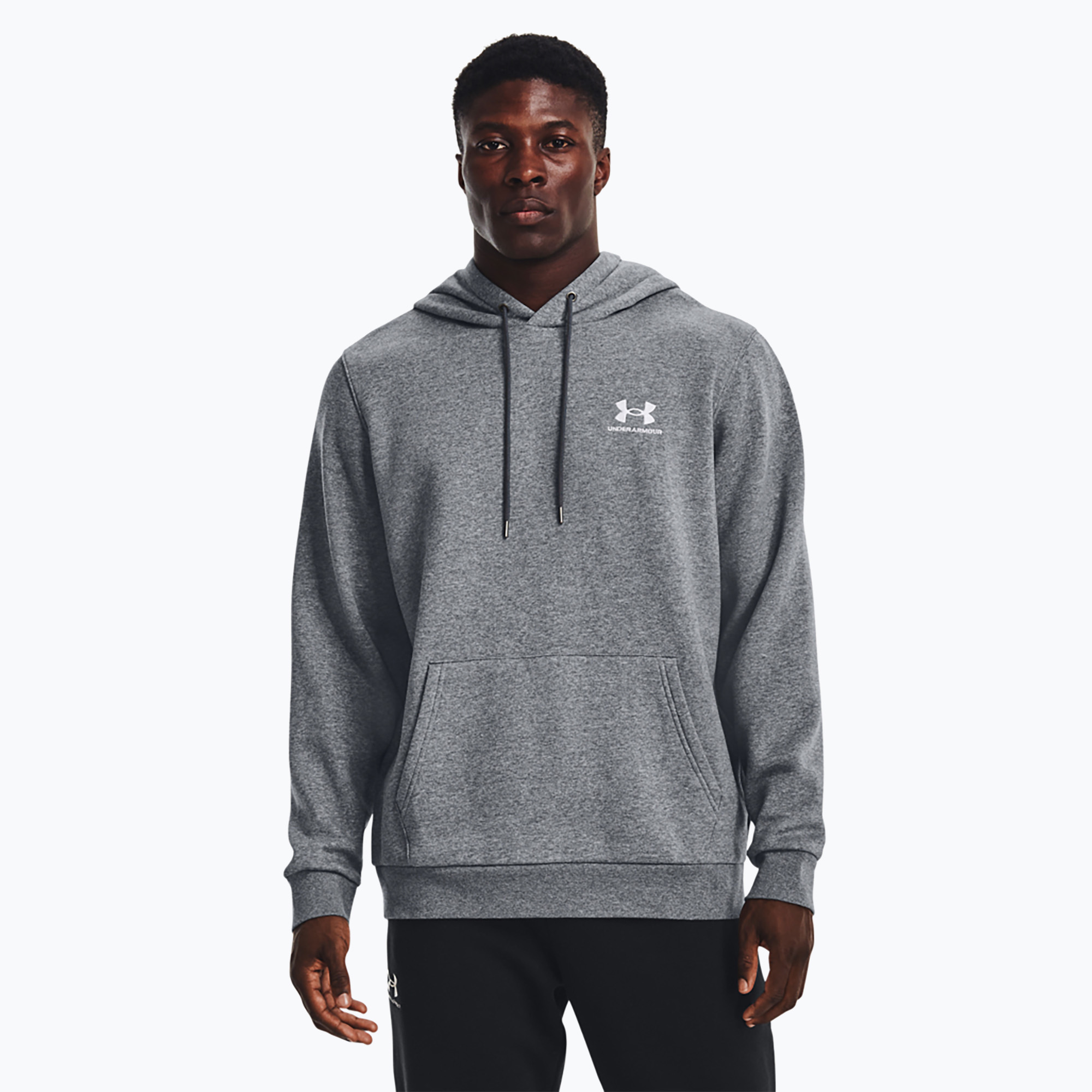 Bluză pentru bărbați Under Armour Essential Fleece Hoodie pitch gray medium heather/white (Essential Fleece Hoodie 1373880)