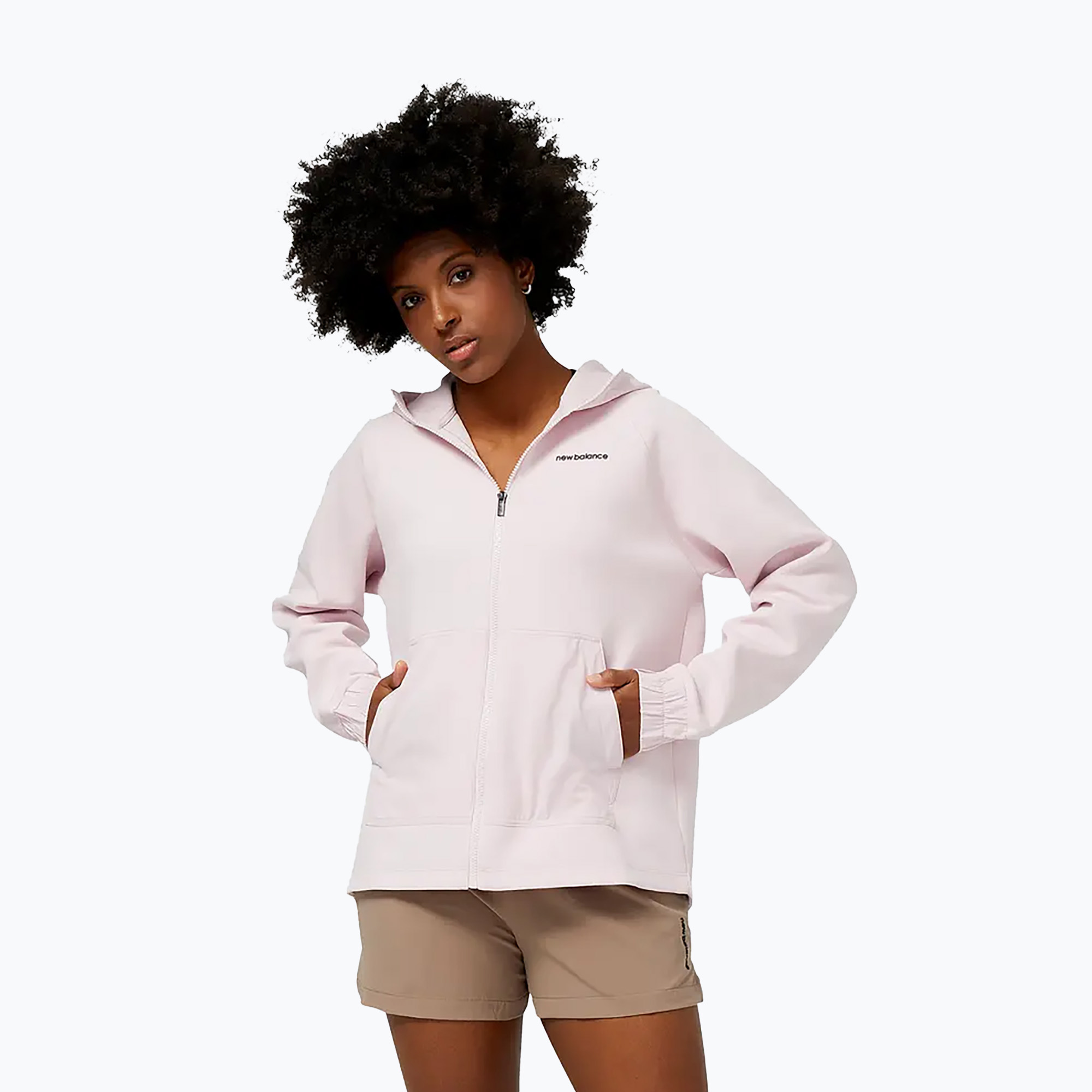 Jachetă de antrenament pentru femei New Balance Achiever Tech Fleece roz WJ31101SOI (Achiever Tech Fleece WJ31101SOI)
