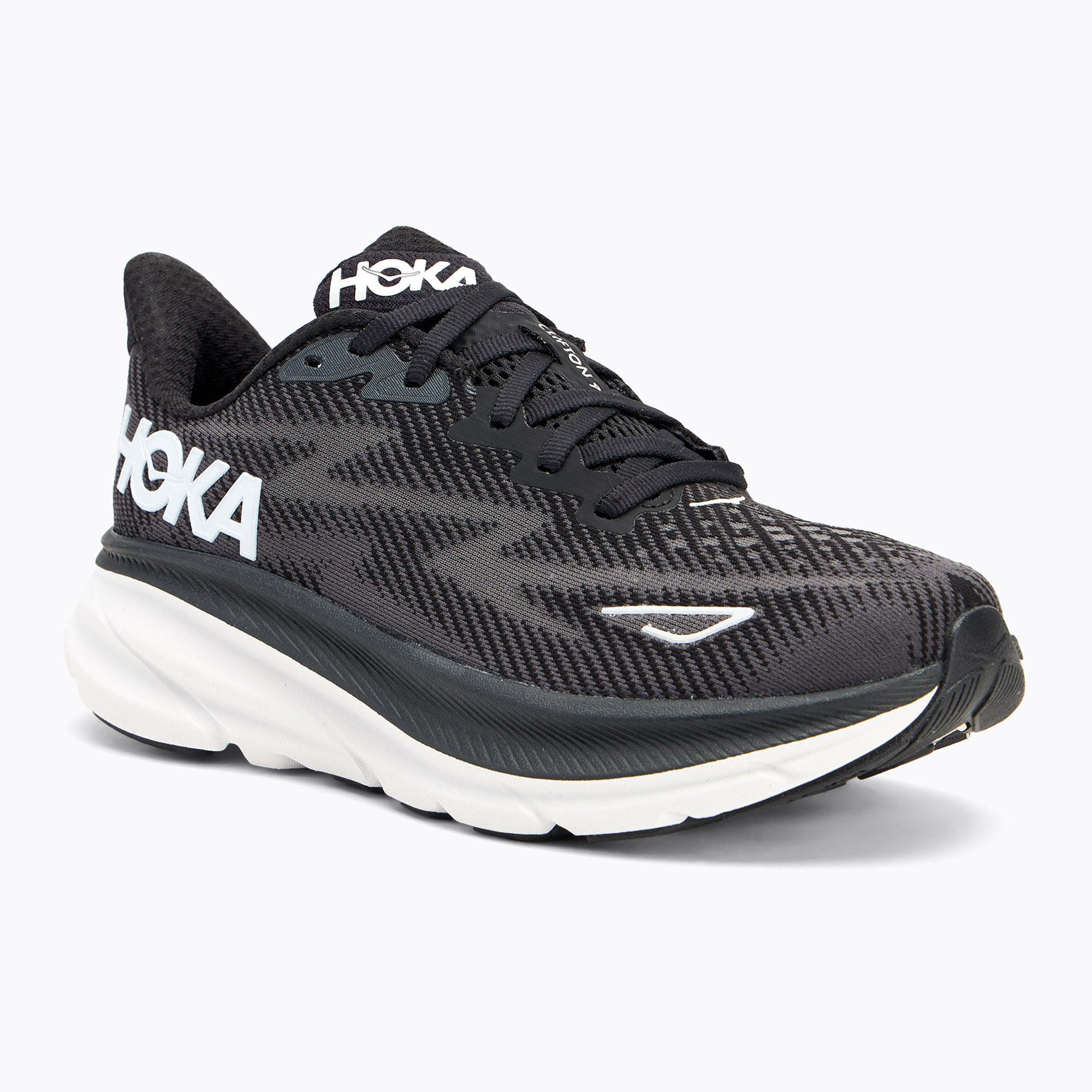 Încălțăminte de alergat pentru femei HOKA Clifton 9 black/white (Clifton 9 1127896-BWHT)