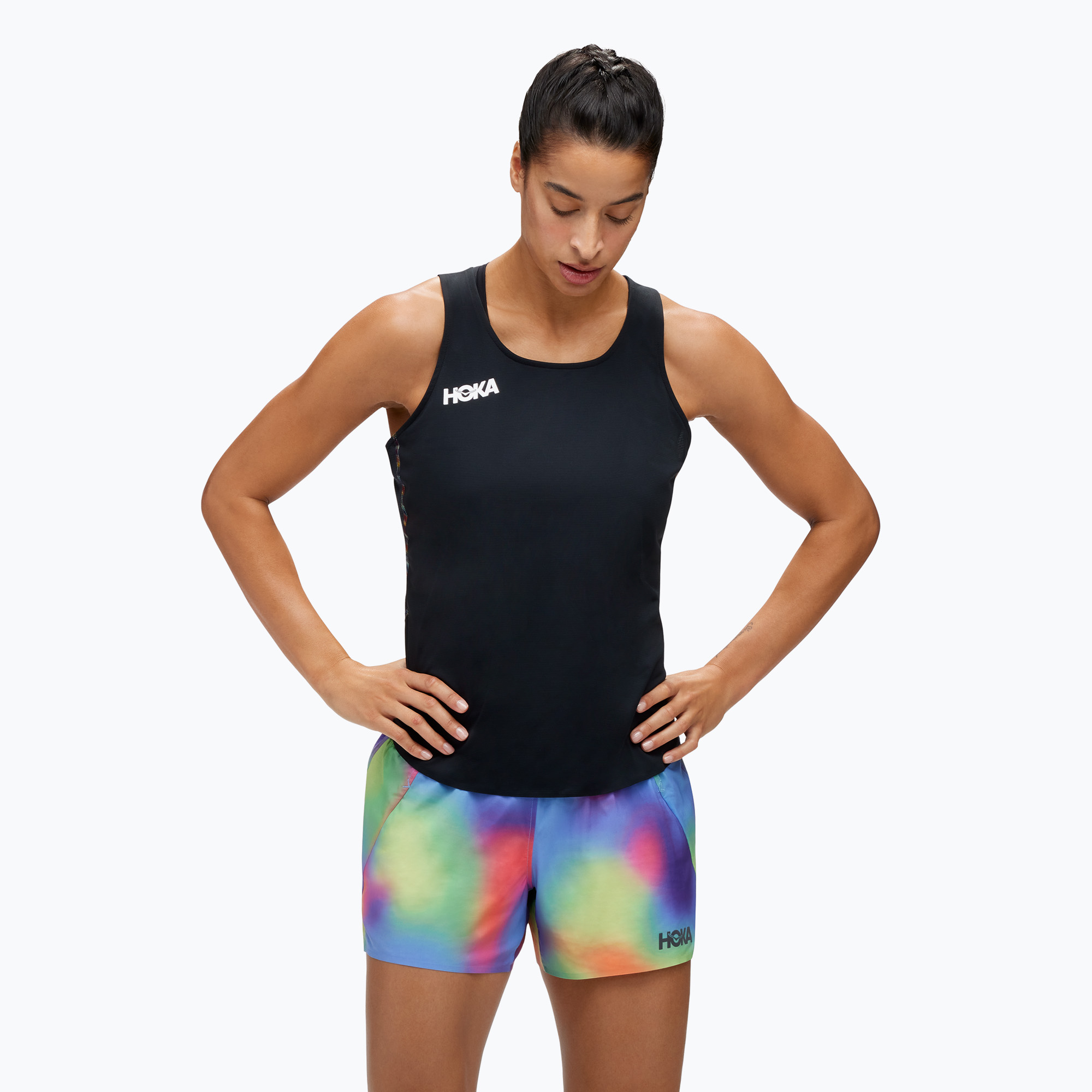 Tank top de alergare pentru femei HOKA Tank black / multi (Tank 1135050-BKML)