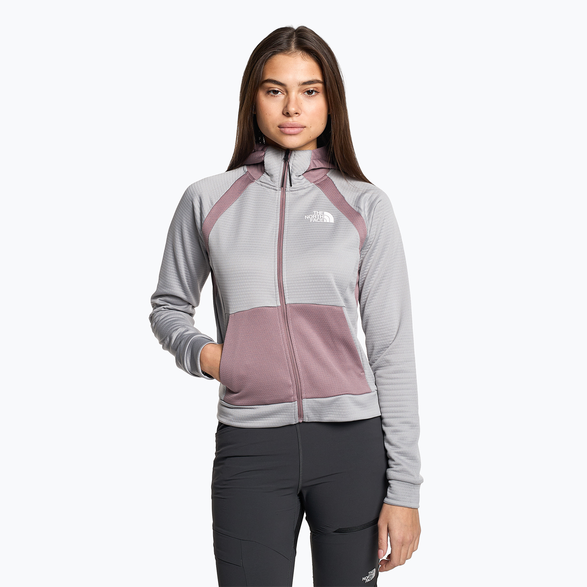 Tricou de trekking pentru femei The North Face Ma Full Zip Fleece de trekking The North Face Ma Full Zip Fleece meld grey/fawn grey (Mountain Athletics Full Zip Fleece NF0A856COUL1)