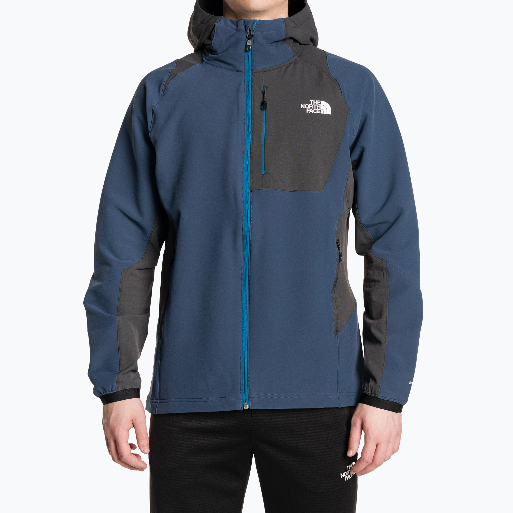 Geacă softshell pentru bărbați The North Face AO Softshell Hoodie shady blue/asphalt grey (AO Softshell Hoodie NF0A7ZF5SZU1)