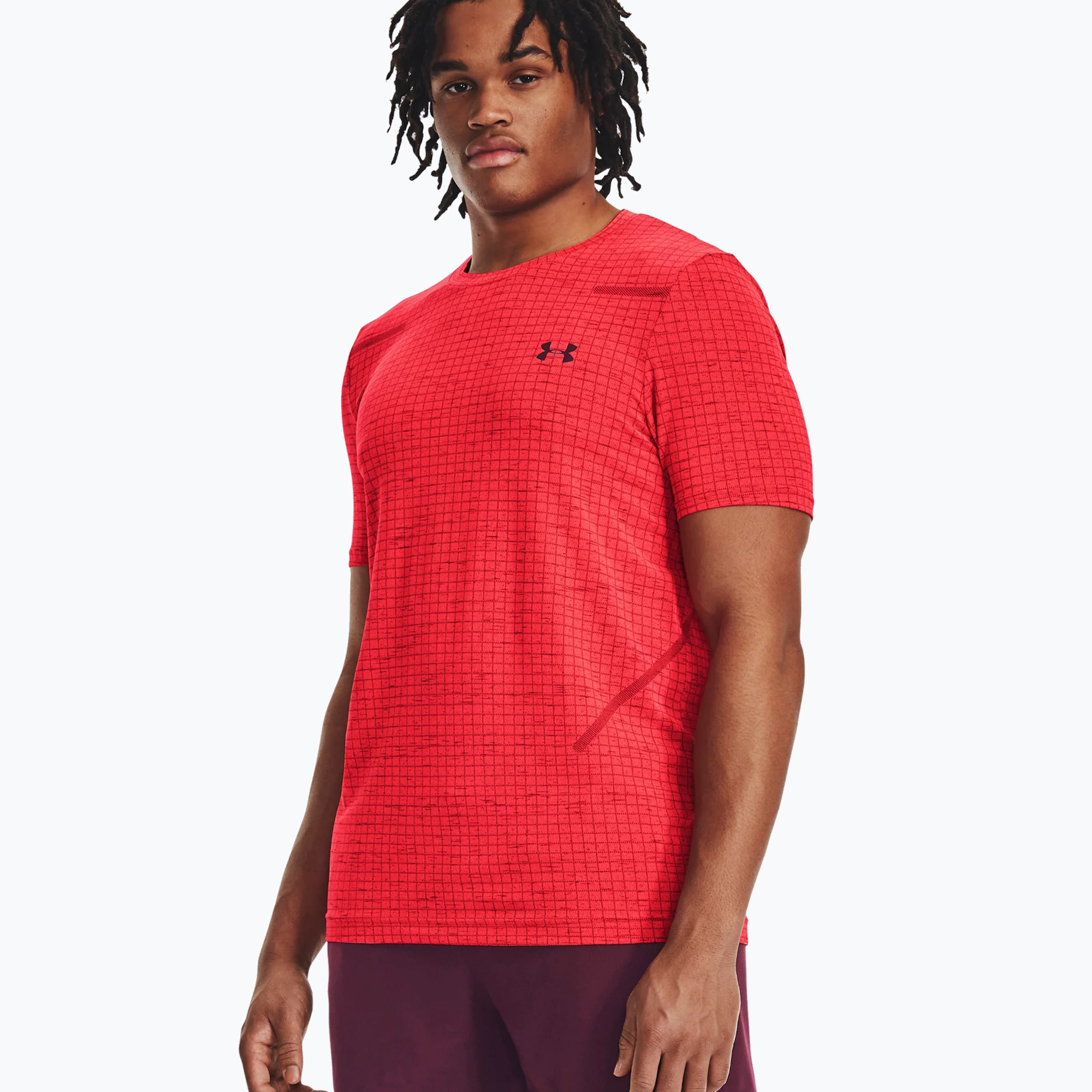 Tricou de antrenament Under Armour Seamless Grid beta/maroan închis pentru bărbați Under Armour Seamless Grid beta/maroan închis (Seamless Grid 1376921)