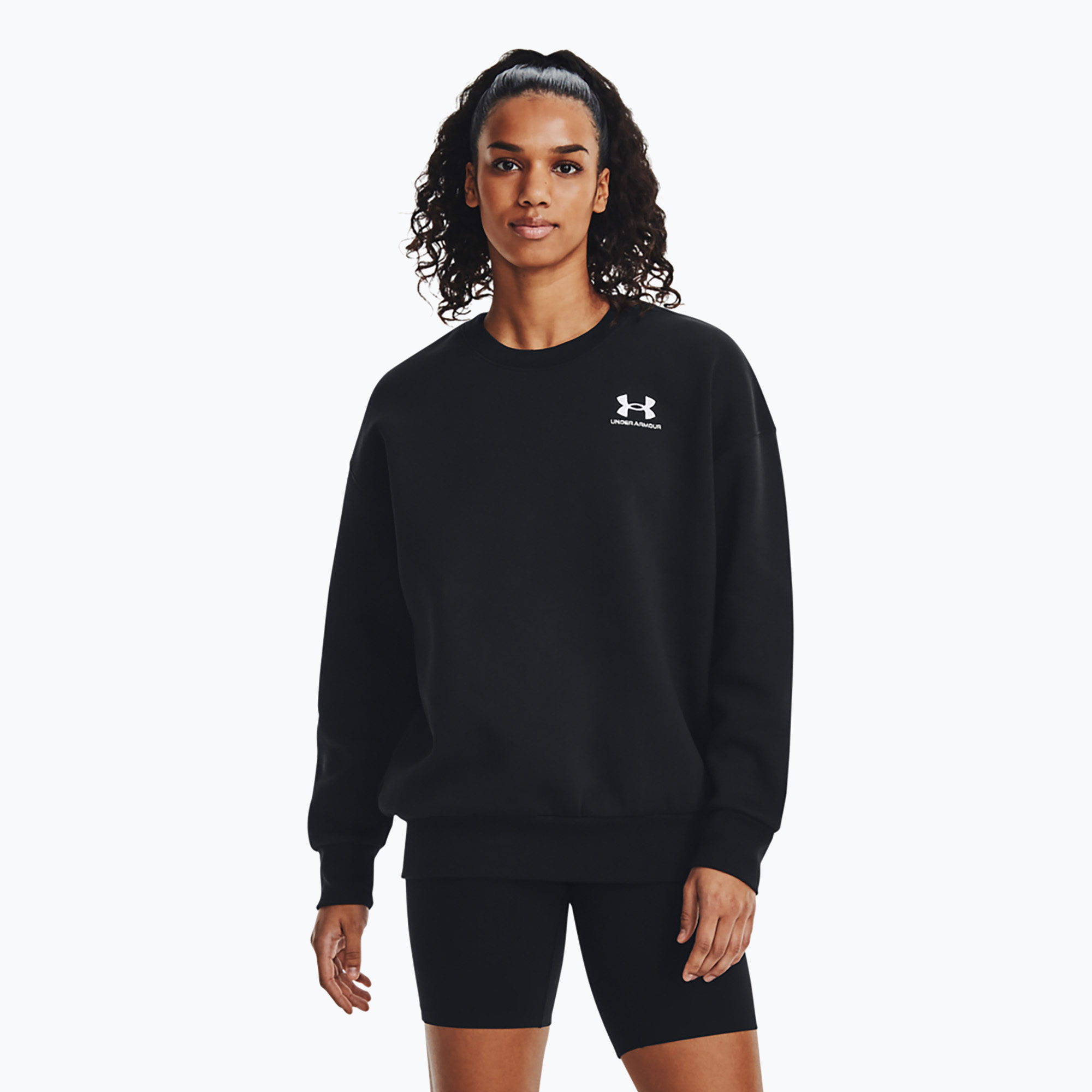 Bluză pentru femei Under Armour Icon Fleece Crew black/white (Icon Fleece Crew 1379475-001)