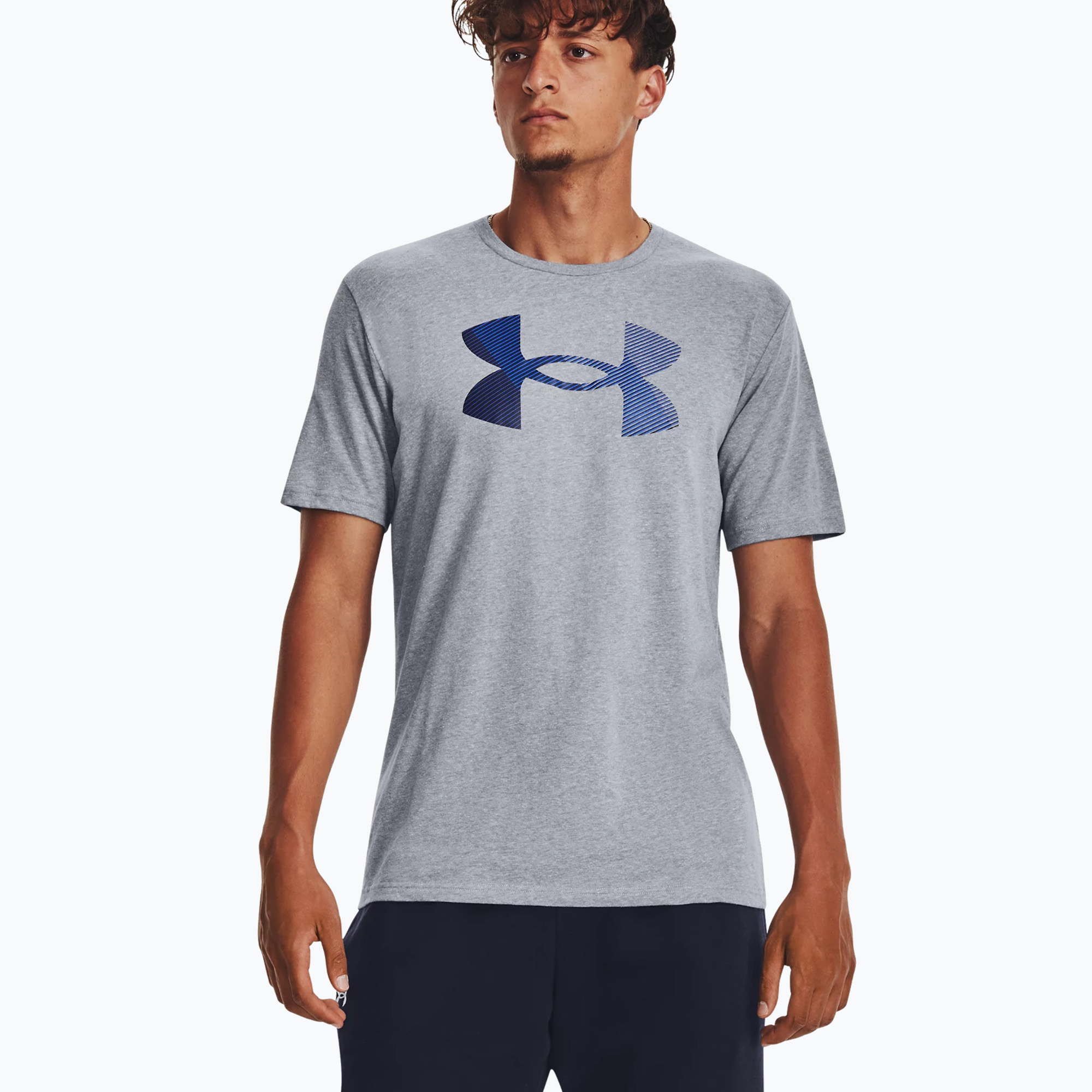 Tricou Under Armour Big Logo pentru bărbați Under Armour T-shirt Fill steel light heather/black/royal (Big Logo Fill 1379451-035)