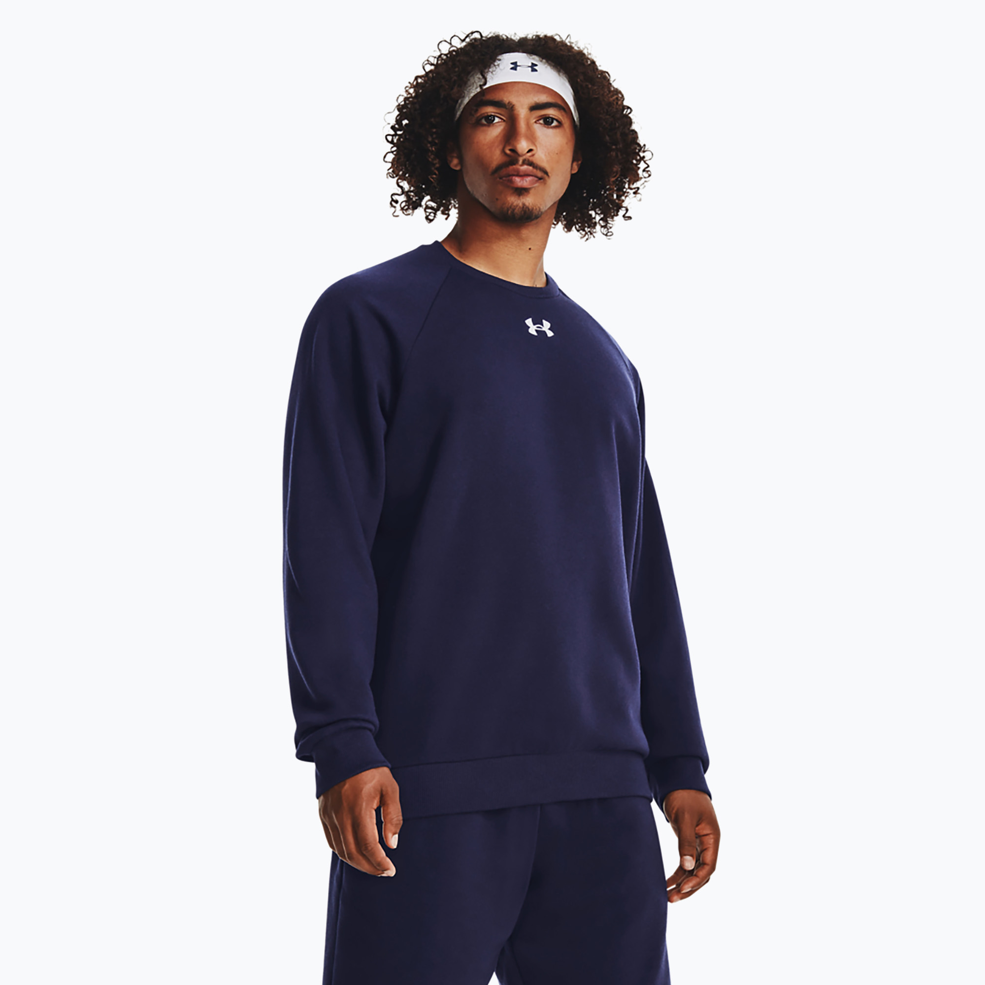 Bluză pentru bărbați Under Armour Rival Fleece Crew midnight navy/white (Rival Fleece Crew 1379755-410)