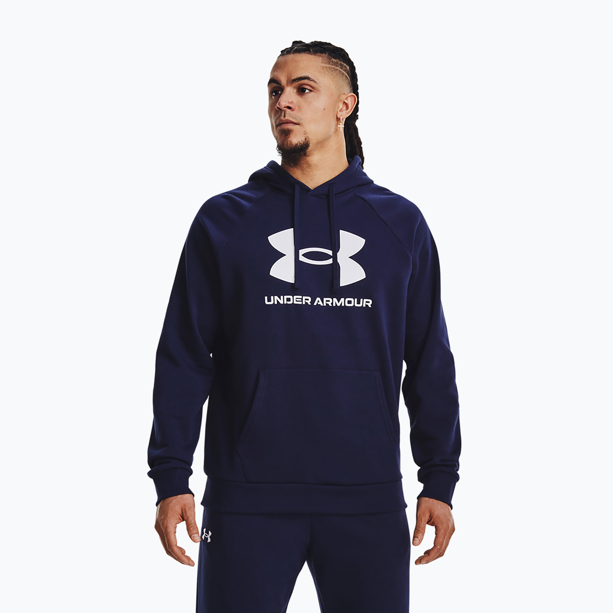 Bluză pentru bărbați Under Armour Rival Fleece Logo HD midnight navy/white (Rival Fleece Logo HD 1379758-410)